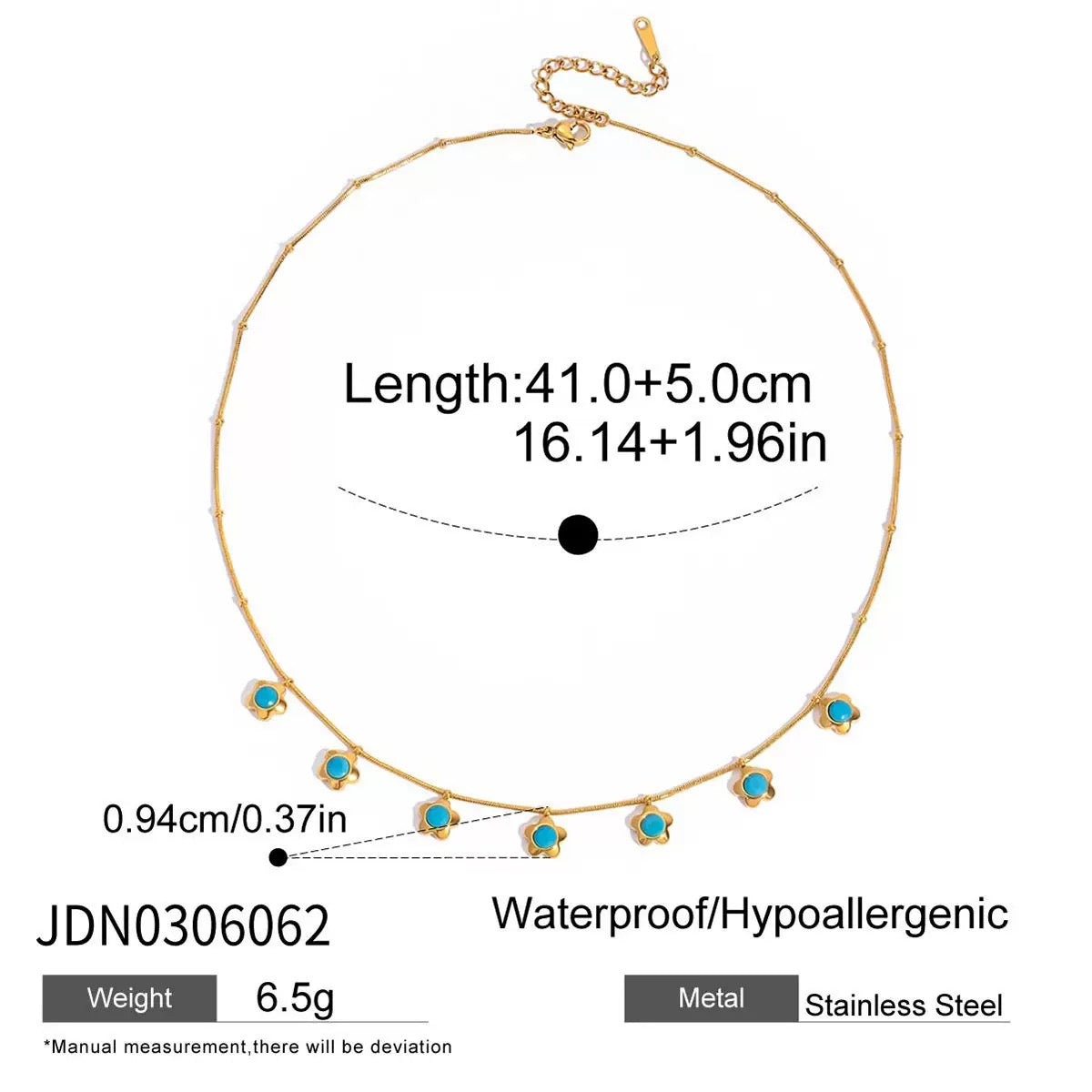 Turquoise and stainless steel necklace