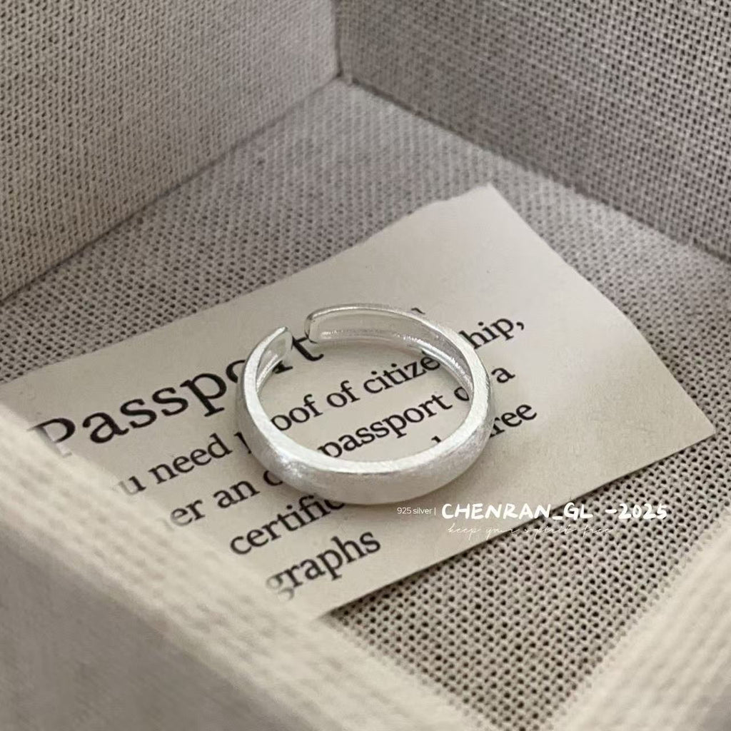 S925 silver frosted brushed ring
