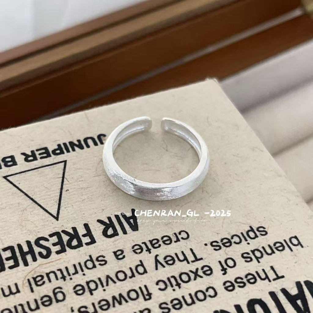 S925 silver frosted brushed ring