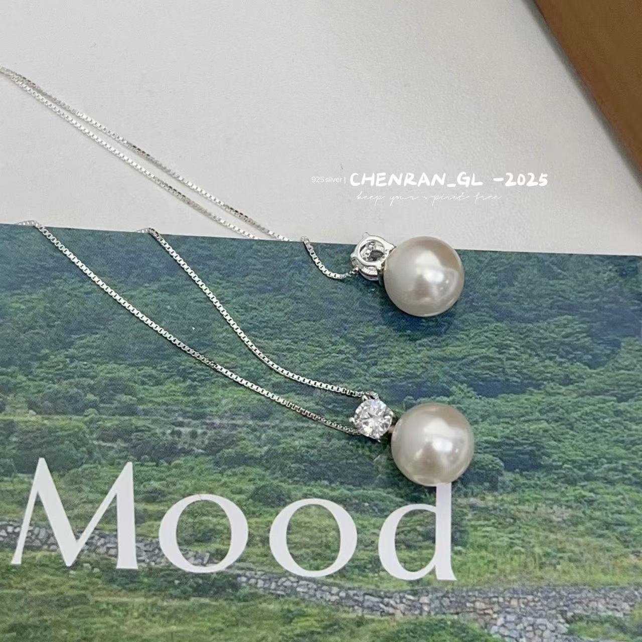 S925 silver faux pearl necklace