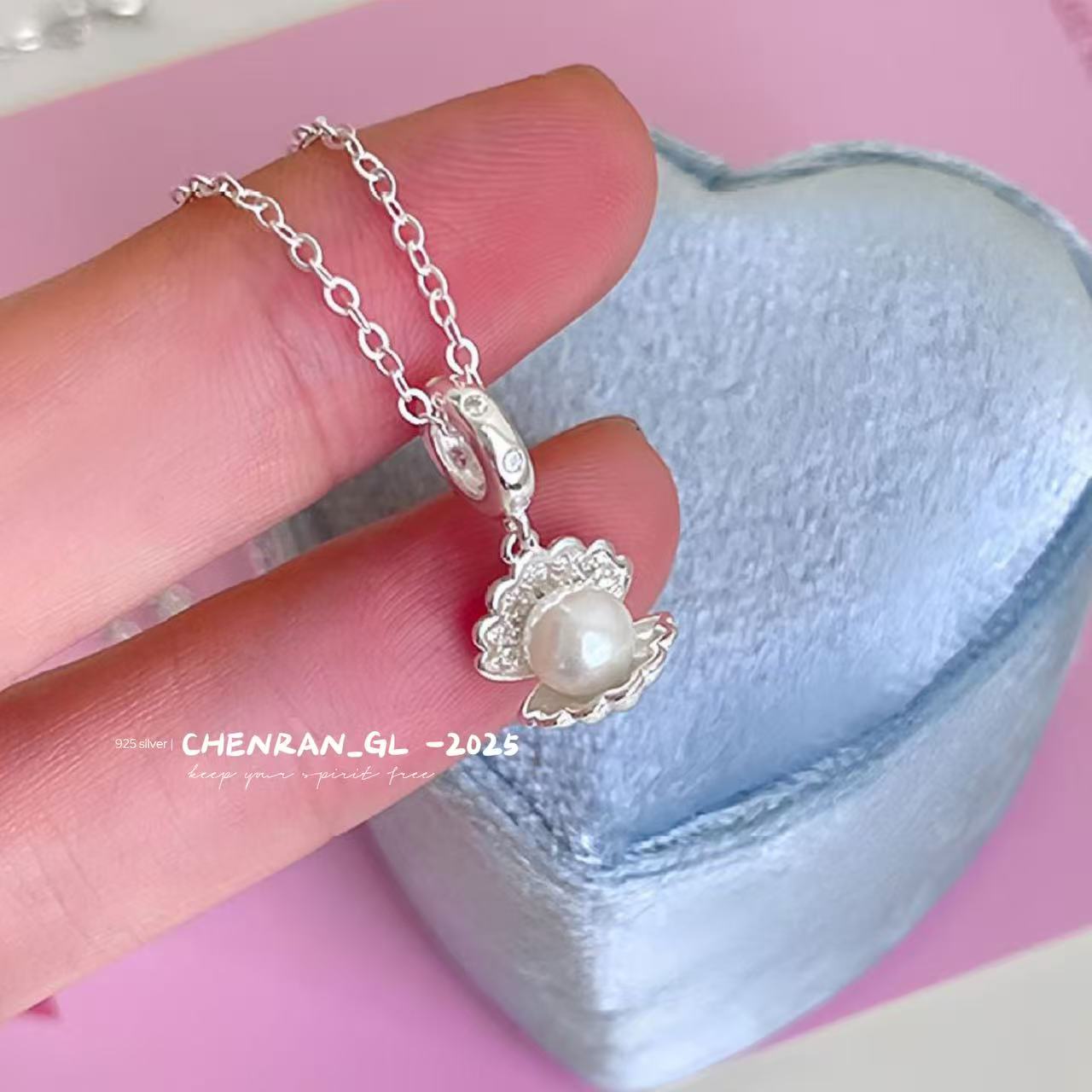 S925 silver beach shell pearl necklace