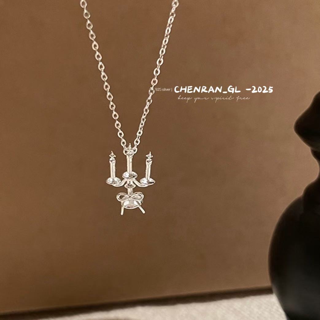 S925 silver candlestick pendant necklace